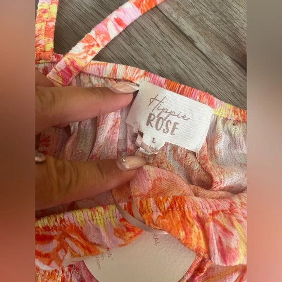 Hippie Rose Pink and Orange Tank Top - Picture 9 of 9